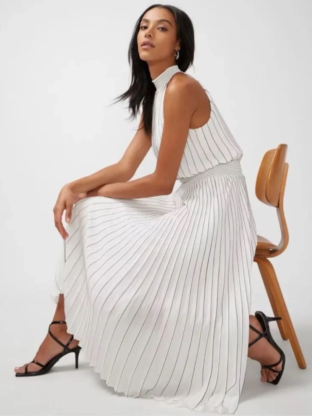 White House Black Market White Midi Dress